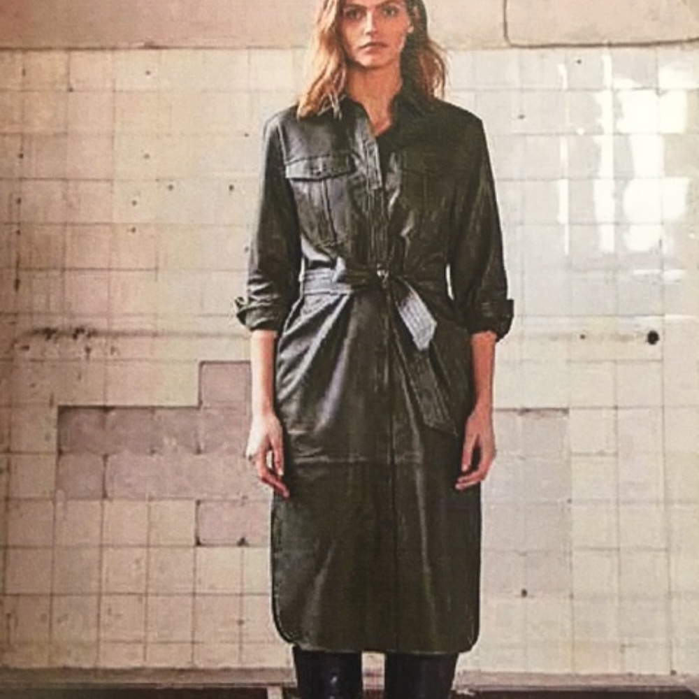 Oui Collection Soft Napa Leather Safari Style Dress